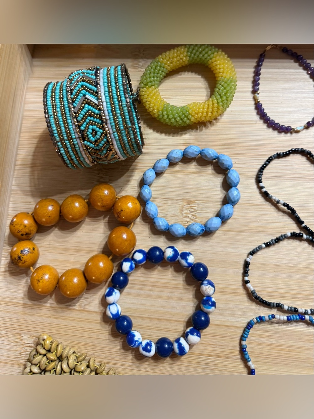 Beaded Bracelet Bangle Bundle of 22 Colorful Boho - Picture 2 of 8